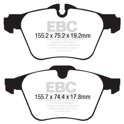 EBC 13+ Jaguar F-Type (Cast Iron Rotors Only) 3.0 Supercharged (340) Redstuff Front Brake Pads