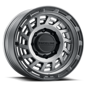Raceline 957GB Halo 17x8.5in / 6x135 BP / 0mm Offset / 87.1mm Bore - Gunmetal & Black Lip Wheel
