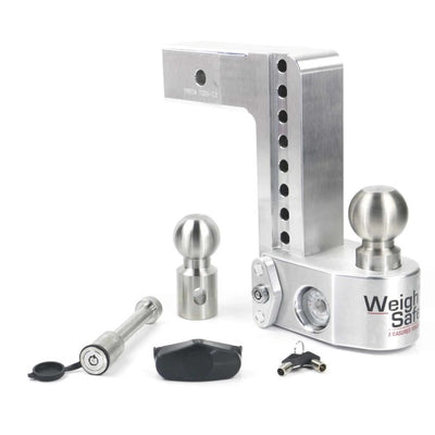 Weigh Safe 8in Drop Hitch w/Built-in Scale & 2.5in Shank (10K/18.5K GTWR) w/WS05 - Aluminum