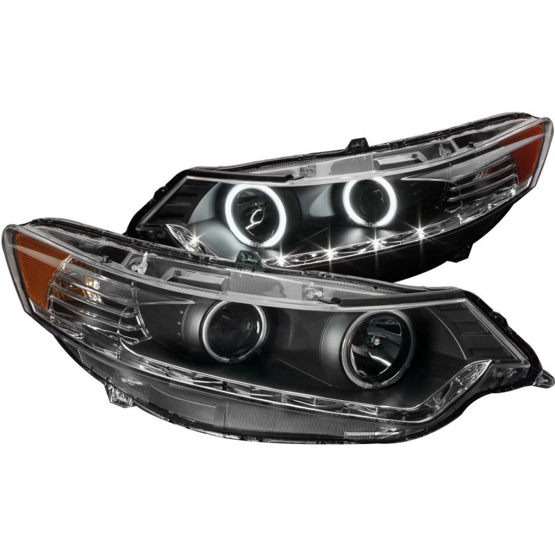 ANZO 2009-2012 Acura TSX Projector Headlights w/ Halo Black (CCFL) (HID Compatible)