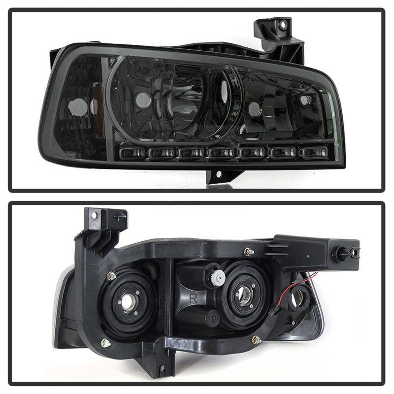 xTune Dodge Charger 06-10 1Pc LED Crystal Headlights Smoke HD-ON-DCH05-1PC-LED-SM