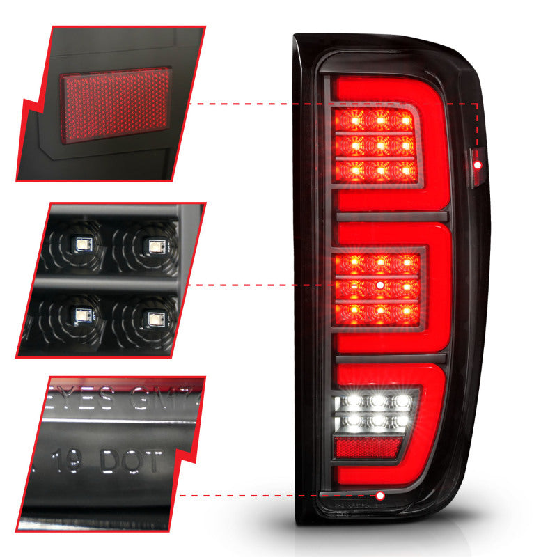 ANZO 19-23 GMC Sierra 1500/2500HD/3500HD Black Replacement Full LED Bar Tail Light
