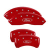 MGP 4 Caliper Covers Engraved Front & Rear Oval logo/Ford Red finish silver ch