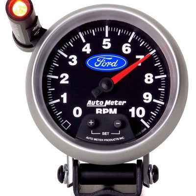 Autometer Ford 3-3/4in. 10K RPM Pedestal w/ Ext. Quick-Lite Tachometer Gauge