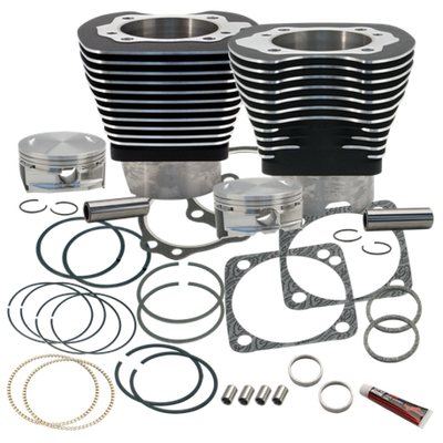 S&S Cycle 84-99 BT 4 1/8in Bore Cylinder & Pistons Kit For S&S V124 Engine - Wrinkle Black