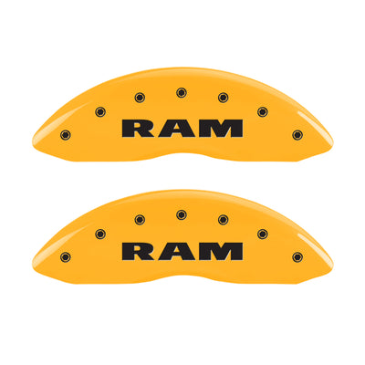 MGP 4 Caliper Covers Engraved Front Ram Rear Ramhead Yellow Finish Black Char 2007 Dodge Durango