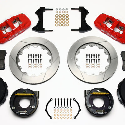 Wilwood AERO4 Rear P-Brake Kit 14.00in Red Ford 8.8 w/2.5in Offset-5 Lug