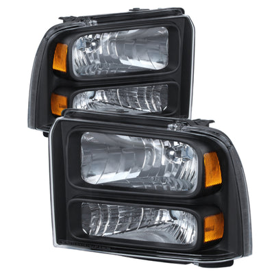 xTune Ford F250/350/450 Super Duty 05-07 Crystal Headlights Black HD-JH-FS05-AM-BK