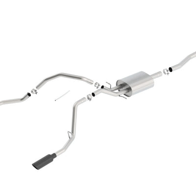 Borla 14 Silv/Sierra 1500 C/B Touring Exh/2.75in in muff 2.25inout 4inTIp SS Rear Exit-Black Chrome
