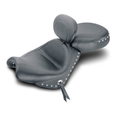 Mustang 02-08 Honda VTX1800 Retro, S ,T Wide Touring 2PC Seat w/Driver Backrest Studs - Black