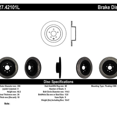 StopTech Infiniti G37 / Nissan 370Z SportStop Slotted & Drilled Rear Left Rotor