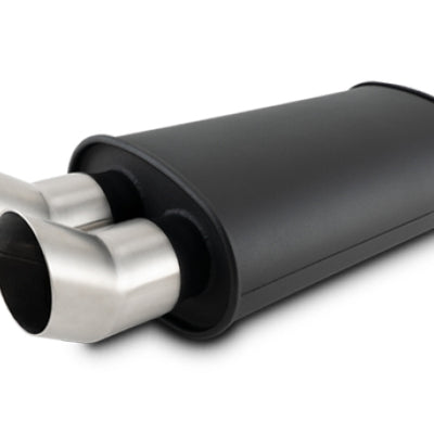 Vibrant Streetpower Flat Blk Muffler 9x5x15in Body 2.5in Inlet ID 3in Tip OD w/Dual DTM Tips
