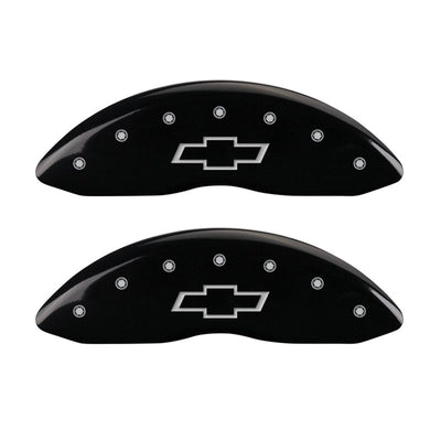 MGP 4 Caliper Covers Engraved F & R Bowtie Black Finish Silver Char 2014 Chevrolet Express 2500
