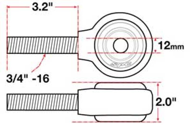SPC Performance xAxis Sealed Flex Joint LH 3/4in-16x12mm BH x 2in W