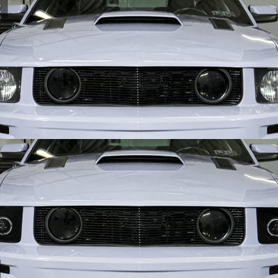 Raxiom 05-09 Ford Mustang Halogen 2010 Style LED Halo Headlights-Blk Hsng(Clear Lens/Excludes GT500)