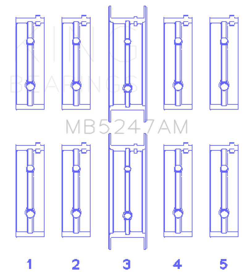 King Engine Bearings Chevrolet L4 2.2L Ecotec AM-Series Main Bearings (Set of 5)
