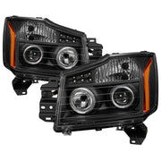 xTune Nissan Titan 04-14 Projector Headlights LED Halo Black PRO-JH-NTI04-LED-BK