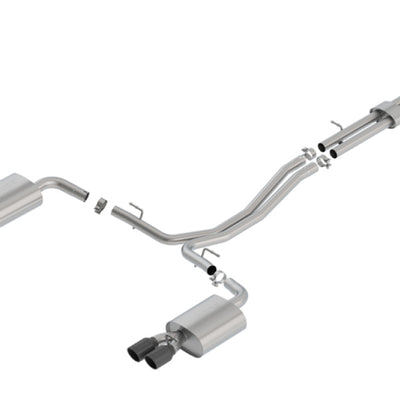 Borla 18-19 Ford Explorer Sport 3.5L 2.5in 2.25in Diameter S-Type Exhaust Black Chrome 3.5in Tip