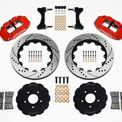 Wilwood Narrow Superlite 6R Front Hat Kit 14.00in Drilled Red Mitsubishi EVO VIII