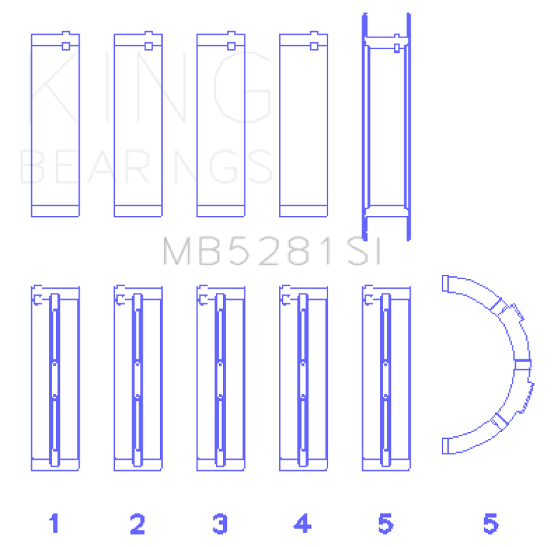 King Engine Bearings Ford 281CI 4.6L V8 (Size +0.25) Main Bearing Set