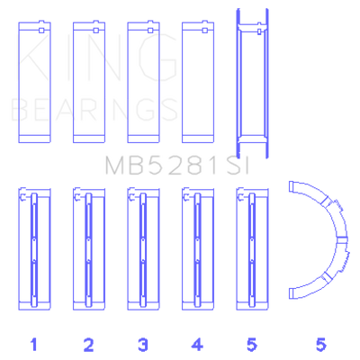 King Engine Bearings Ford 281CI 4.6L V8 (Size +0.75) Main Bearing Set
