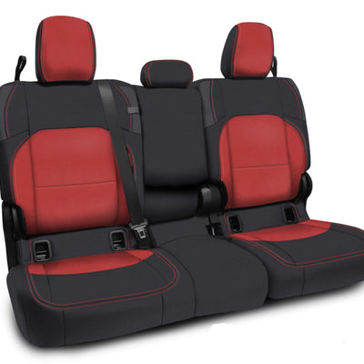 PRP 2020+ Jeep Gladiator JT Rear Bench Cover with Leather Interior - Black/Red