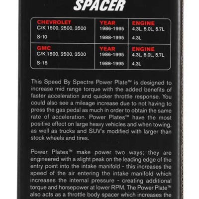 Spectre 86-95 GM 4.3L/5.0L/5.7L Throttle Body Injection Spacer