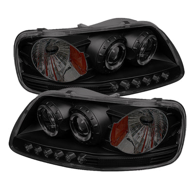 Spyder Ford F150 97-03 Projector - LED Halo Amber Reflector LED Blk Smke PRO-YD-FF15097-1P-AM-BSM