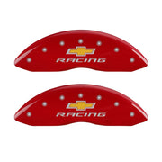 MGP 4 Caliper Covers Engraved Front & Rear Chevy racing Red finish silver ch