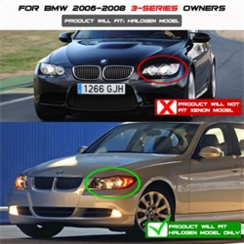 Spyder BMW E90 3-Series 06-08 Projector LED Halo Amber Reflector Rplc Bulb Chrm PRO-YD-BMWE9005-AM-C