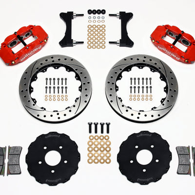 Wilwood Narrow Superlite 6R Front Hat Kit 13.06in Drilled Red Mitsubishi EVO VIII