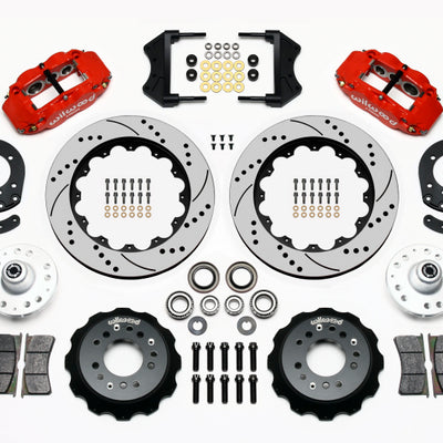 Wilwood Narrow Superlite 6R Front Hub Kit 14.00in Drill Red 1965-1969 Mustang Drum Spindle