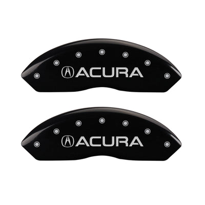 MGP 4 Caliper Covers Engraved Front Acura Engraved Rear TLX Black finish silver ch