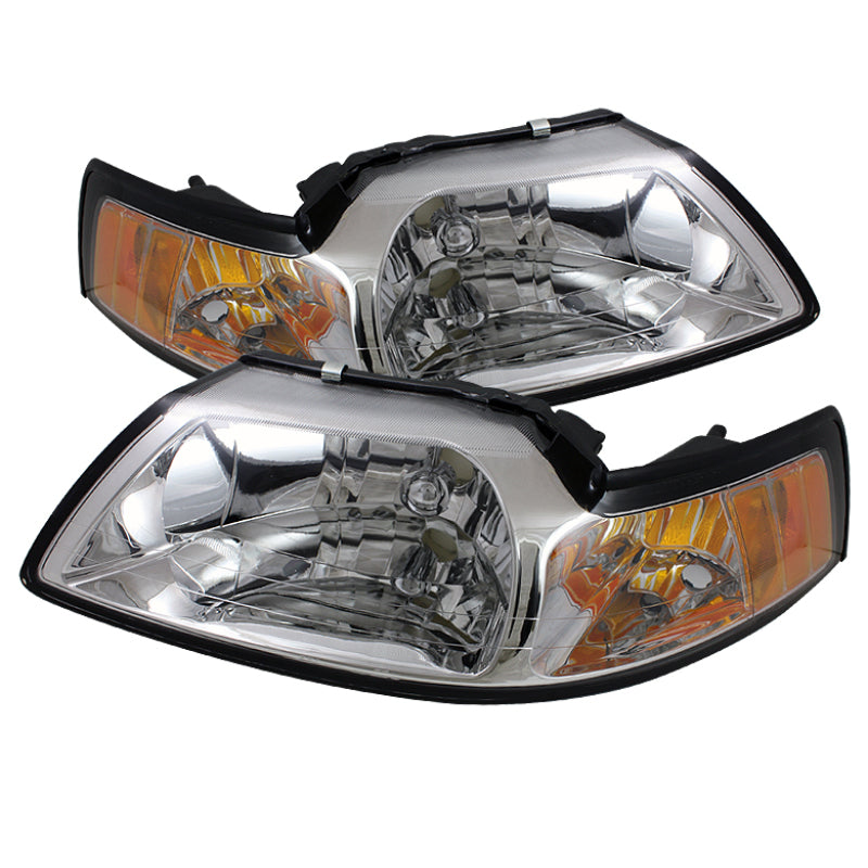 xTune Ford Mustang 99-04 Amber Crystal Headlights Chrome HD-JH-FM99-AM-C