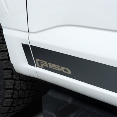 Putco 2021 Ford F-150 Super Cab 8ft Long Box Ford Licensed Blk Platinum Rocker Panels (4.25in 12pc)