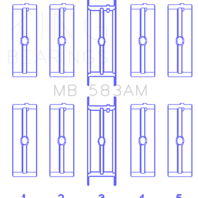 King Engine Bearings Ford 239/256/272/292 (Size .020) Crankshaft Main Bearing Set