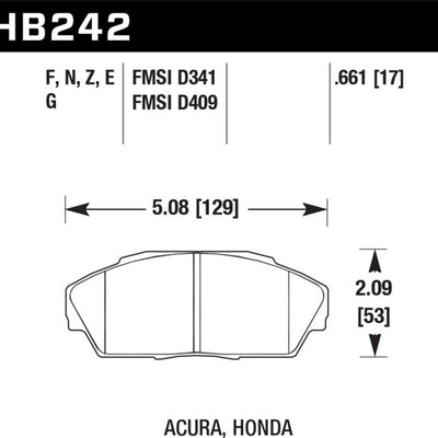 Hawk 92-93 Honda Civic EX 1.6L / Acura Integra GS/LS/RS 1.8L HPS 5.0 Street Brake Pads - Front