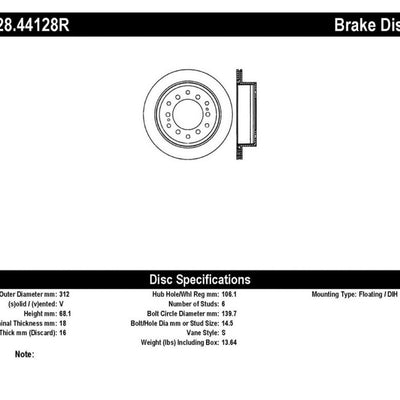 StopTech Power Slot 03-09 Toyota 4 Runner / 03-09 Lexus GX470 Drilled Right Rear Rotor