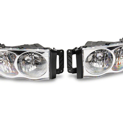 Raxiom 02-05 Dodge RAM 1500 Axial Series OEM Style Rep Headlights- Chrome Housing (Clear Lens)