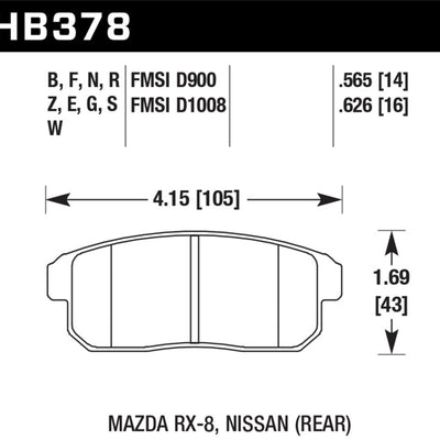 Hawk 03-07 RX8 Blue 9012 Race Rear Brake Pads D1008