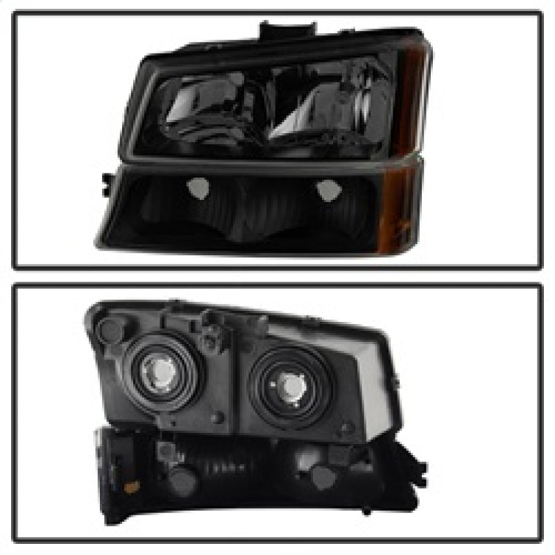 xTune Chevy Silverado 2500HD 03-06 Crystal Headlights w/ Bumper Lights HD-JH-CSIL03-AM-BSM-SET