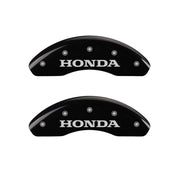 MGP Front set 2 Caliper Covers Engraved Front Honda Black finish silver ch