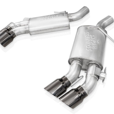 Stainless Works 16-21 Camaro SS 3in Legend Factory Connect Axle Back w/Valve - 4in Quad Black Tips