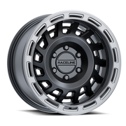 Raceline 957BS Halo 17x9in / 6x135 BP / -12mm Offset / 87.1mm Bore - Black & Silver Lip Wheel