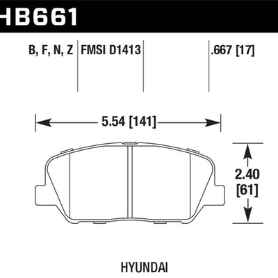 Hawk 12-13 Hyundai Veloster / 2014 Kia Forte Front HPS 5.0 Street Brake Pads