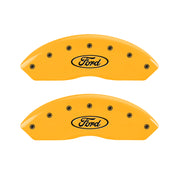 MGP 4 Caliper Covers Engraved Front & Rear Oval Logo/Ford Yellow Finish Black Char 2009 Ford Edge