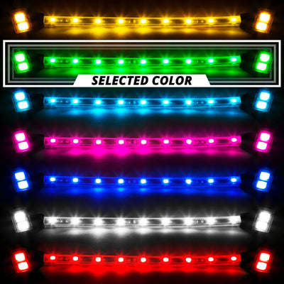 XK Glow Strip Single Color Underglow LED Accent Light Car/Truck Kit Green - 8x24In Tube + 4x8In