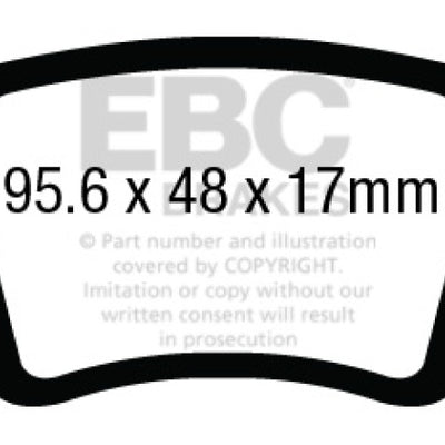 EBC 13+ Fiat 500L 1.4 Turbo Redstuff Rear Brake Pads