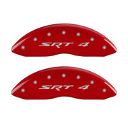MGP Front set 2 Caliper Covers Engraved Front SRT4 Red finish silver ch