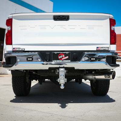aFe Large Bore-HD 5 IN 409 SS DPF-Back Exhaust System w/Polished Tip 20-23 GM Truck V8-6.6L